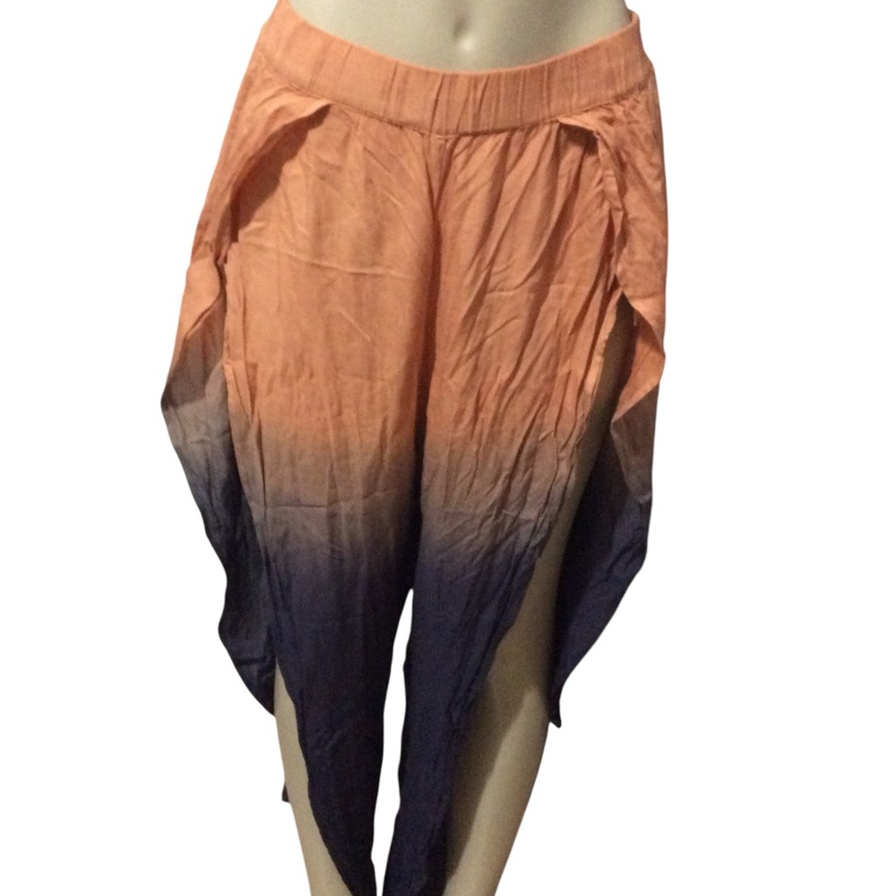 Ruggine Women’s Peach to Navy Ombre Draped Harem Pants size S